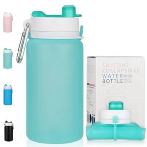 lot 1919 image: PLTCAT Collapsible Water Bottle, 19oz Foldable Water Bottle BPA Free Reusable Lightweight Leak-Proof Travel Silicone for Travel, Gym, Hiking, Office, Camping(Light Green)