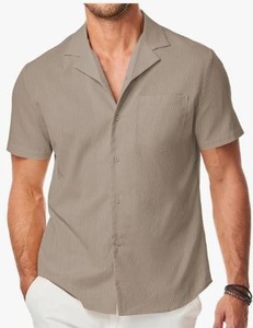 lot 1934 image: JMIERR Mens Short Sleeve Button Down Cuban Collar Shirt XL