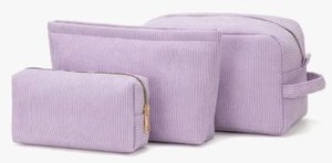 lot 1952 image: Viverte 3-Piece Corduroy Makeup Bag Set - Lavender