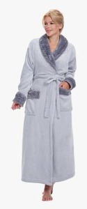 lot 1987 image: Plush Fleece Bathrobe with Shawl Collar and Belt Shimmer Grey Medium