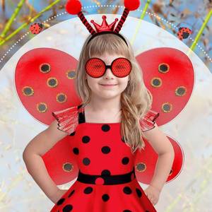 lot 1943 image: ZAALELP Girls Polka Dots Ladybug Costume Birthday Christmas Party Dress 140