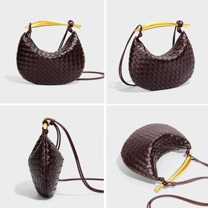 lot 1972 image: Brown Leather Woven Crossbody Bag Model 8860mini