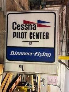 lot 719 image: Cessna pilot Center double-sided lighted sign