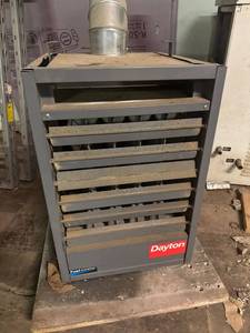 lot 721 image: Dayton overhead gas furnace Model 3E406D 60,000 BTU