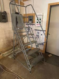 lot 736 image: Cotterman Warehouse Ladder on wheels Made in the USA