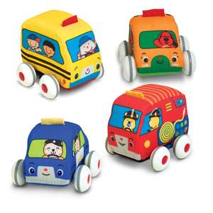 lot 2019 image: Melissa & Doug Ks Kids Pull-Back Vehicle Set - Soft Baby Toy Set With 4 Cars and Trucks, Soft Vehicles Toys For Babies And Toddlers
