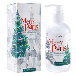 lot 2027 image: ROMIIE ZOI Christmas Hand & Body Lotion with Moisturizing Shea Butter for All Skin Type- Merry Paris - Cedar & Juniper Scent - 260 ML  9 FL OZ (Stock Photo Not Exact)