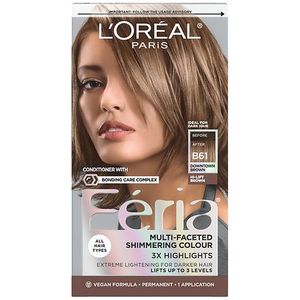 lot 2029 image: L Oreal Paris Feria Shimmering Permanent Hair Color B61 Downtown Brown Strengthens Hair 1 Kit