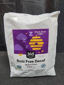 lot 2033 image: 365 by Whole Foods Market Organic Coffe Buzz Free Decaffinated Whole Bean 24 Ounce