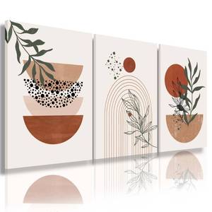 lot 2049 image: Boho Wall Art Prints, Boho Wall Decor, Abstract Geometric Prints Black Beige Terracotta Minimalist Art, Natural Framed Canvas Prints Artwork For Living Room Bathroom Bedroom Wall Decor (Stock Photo Not Exact)