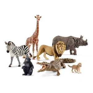 lot 2050 image: Schleich Wild Life - 6 PC Safari Animals Figurines Set with Lion, Giraffe, Zebra, Monkey, Rhino, Crocodile, Toys - Realistic Animal Figures Playset for Boys and Girls Ages 3 - 77587