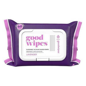 lot 2054 image: Good Wipes Flushable & Biodegradable Lavender Wipes 60 count