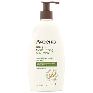 lot 2061 image: Aveeno Daily Moisturizing Body Lotion and Facial Moisturizer for Face Body and Dry Skin 18 oz