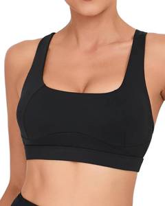 lot 2083 image: RUNNING GIRL Sports Bras for Women, Racerback Medium Impact Wirefree Padded Bra Workout Crop Top Longline Sports Bra Push up(WX2989 Black XL)