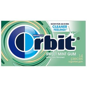 lot 2086 image: 8pk - Orbit Sugar Free Sweet Mint Chewing Gum Single Pack - 14 Piece