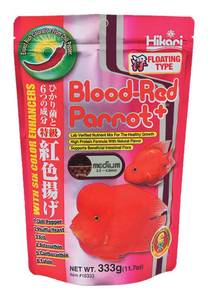 lot 2136 image: Hikari Blood Red Parrot Fish Food, Medium Pellet, 11.7 oz. (333g)