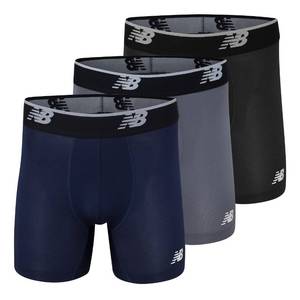 lot 2139 image: New Balance Mens No Fly Boxer Brief Underwear with Jacquard Waistband, Breathable Lightweight, Moisture Wicking (3 Pack), LeadPigmentBlack, 3XL