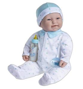 lot 2140 image: Caucasian 20-inch Large Soft Body Baby Doll  JC Toys - La Baby  Washable Removable Blue Outfit w Hat and Pacifier For Children 2 Years 
