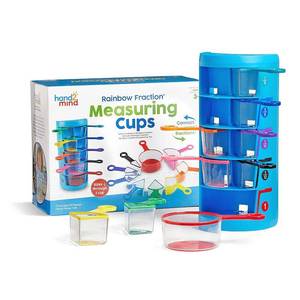 lot 2178 image: hand2mind Rainbow Fraction Measuring Cups Kids Kitchen Supplies Math and Counting Toy Easter Baking (Set of 9)