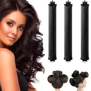 lot 2211 image: Rukebu Heatless Hair Curlers for Overnight Curls, No Heat Curl Rods with Hook for Long & Medium Blowout Hair (Black)