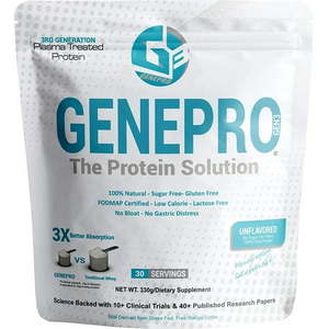 lot 2232 image: GENEPRO Gen3 UNFLAVORED PROTEIN without Immunolin Size 30 Serving BB 9-12-25