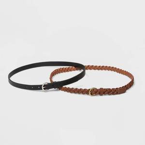 lot 2240 image: Womens 2pk Belt - Universal Thread BlackBrown S