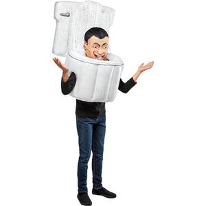 lot 2244 image: NECA Skibidi Toilet Blow Up Inflatable Costume for Kids, for Fun and Unique Themed Party and Halloween, One Size Head missing