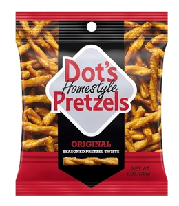 lot 2257 image: Dots Pretzels Original Seasoned Pretzel Twist Snack, 1oz Individually Sized Bag (20 Count)