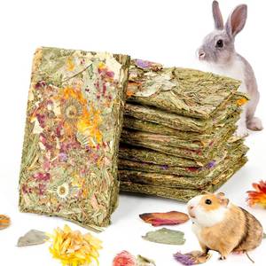 lot 2259 image: Abizoo Rabbit Natural Treats,10-0.3oz packs Timothy Hay Toys Chips Bunny chew Toys with Herbal Flowers Guinea Pig Treats for Hamster Chinchillas Gerbils Rats Small Animals Teeth Care Crisp Snacks