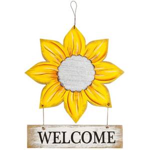 lot 2268 image: Solution4Patio Sunflower Welcome Decorative Signs, Wooden Board Hanging DoorWall Plaques, for Front Porch, Bar, Cafe, Shop Store, Garden, Handcrafts Vintage
