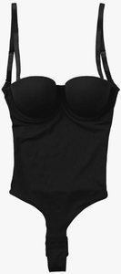 lot 2272 image: Womens Spaghetti Straps Underwire Padded Push Up Body Shapewear Backless Tummy Control Full Thong Bodysuit XL Stock Photo Not Exact