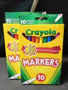 lot 2279 image: 2pk Crayola Fine Line Markers Classic Colors 10 Count
