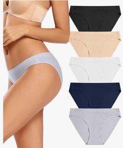 lot 2282 image: voenxe Women Bikini Underwear,Seamless Breathable Ladies Panties,No Show Comfortable Briefs Undies for Women,Hipster,5-Pack Large