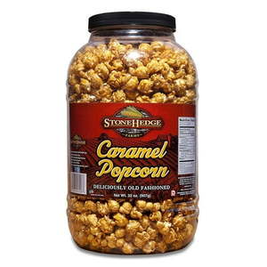 lot 2298 image: Stonehedge Farms Caramel Flavored Popcorn - 32 Ounce Tub - Reclosable Container - Deliciously Old Fashioned - Made in the USA - Gluten Free