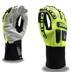 lot 2300 image: Cordova 7720L OGRE Gloves, Lime Green Spandex Back, Corded Canvas Palm, TPR Protectors, Neoprene Cuff, XL