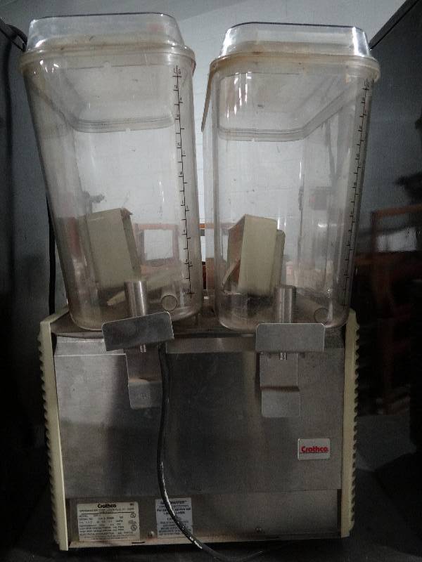 lot 2233 image: Crathco Double 5 Gallon Bowl High Impact Plastic Refrigerated Beverage Dispenser, Model # D25-4