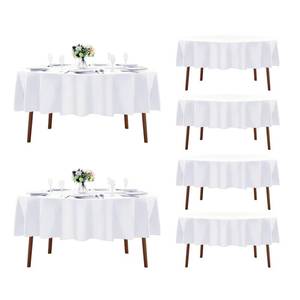 lot 1013 image: Fokitut 6 Pack Round Tablecloth, 70 Inch, Stain Resistant and Wrinkle Polyester Table Cloth, Fabric Table Cover for Kitchen Dining, Wedding, Party, Holiday Dinner-White