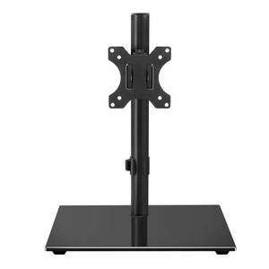 lot 1021 image: WKWKER Universal TV Stand - Fits 13-32inch, 360 Swivel, Height Adjustable, Tempered Glass Base
