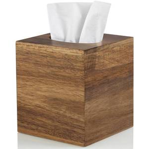 lot 1035 image: ALELION Tissue Box Cover Square - Acacia Wood Tissue Box Holder for Tabletop Night Stands Bathroom Office - Decorative Facial Cube Tissue Box Cover for Modern Farmhouse Decor