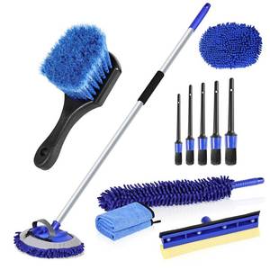 lot 1041 image: anngrowy 62 Car Wash Brush Mop Kit with Long Handle Car Wheel Brush Detailing Brush Microfiber Duster Windshield Window Squeegee Dry Towels, Car Washing Cleaning Kit for Cars RV Truck