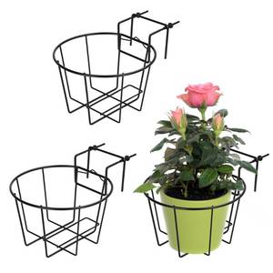 lot 1042 image: TQVAI 10 Inch Railing Planter - Fit for 1.5 to 3.5 Inches Railing - Adjustable Hanging Planters Outdoor Balcony Deck Flower Pot Holder Metal Baskets for Garden Orchid, Patio Ledge, 3 Pack, Black