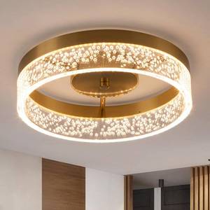 lot 1048 image: Jaycomey Modern LED Ceiling Light Fixture, 11.65 Flush Mount Kitchen Lighting Gold with Clear Seeded Acrylic Lampshade,Round Ceiling Lamp Lights for Hallway Dining Room