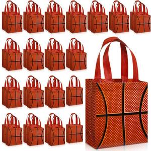 lot 1050 image: Wovnet 36 Pcs Sports Party Favor Bags with Handles Non Woven Football Baseball Soccer Basketball Goodie Treat Gift Bags Bulk for Sport Team Birthday Party Supplies(Basketball)