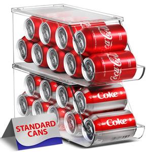lot 1964 image: Sorbus Soda Can Organizer for Refrigerator - Stackable Holder Dispenser With Lid for Fridge, Pantry, Freezer - Holds 9 Cans Each, BPA-Free, Clear Design, Drink Organizer (2-Pack)