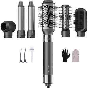 lot 1967 image: IBAYS Hair Dryer Brush 6 in 1 Professional Hot Air Styler, 110,000 RPM High-Speed Negative Ionic Hair Dryer, Auto Wrap Curler Frizz-Free Blow Dryer Brush for Curling Volumizing Straightening Styling
