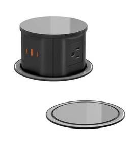 lot 1971 image: A 4.75 Pop Up Countertop Outlet with 20W USB-C, Space Saver Desktop Power Grommet, 4 AC Outlets & 3 USB Ports for Home Office (6FT)