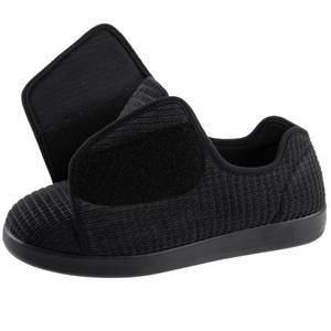 lot 1983 image: Ravelier Mens Adaptive Wide Width Diabetic Comfort Slipper Shoe, Size 15W US Men, Black