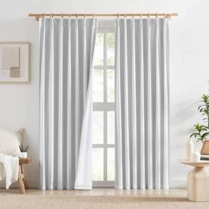 lot 1988 image: Aipilto 90 Inch White Linen Full Blackout Curtains Pinch Pleated 2 Panels,100% Block Out Thermal Insulated Room Darkening Window Drapes for Living Room Bedroom Back Tab with Hooks 40��Wx90��L