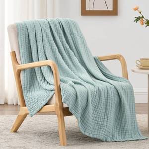 lot 2099 image: Loves cabin 6 Layer 100% Cotton Muslin Blanket, 50x60 Throw Muslin Blanket for Couch Bed, Cyan Muslin Throw Blanket, Lightweight and Breathable Cotton Gauze for Adult