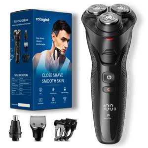 lot 2105 image: rategist Cordless Electric Razor for Men 3-in-1 Shaver for BeardNoseSideburns - IPX7 Waterproof Travel Kit